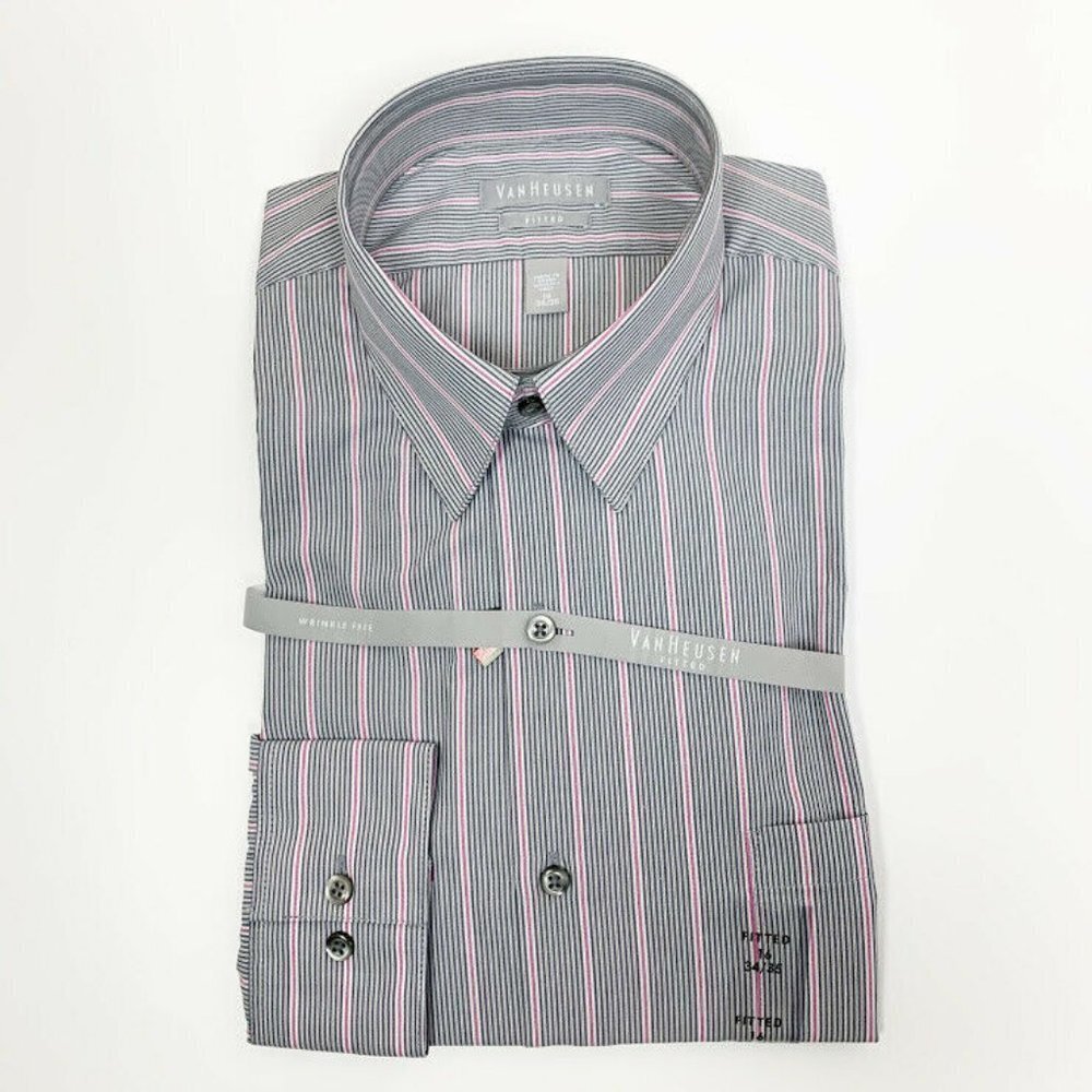 NWT Van Husen Button Down Shirt Fitted Striped